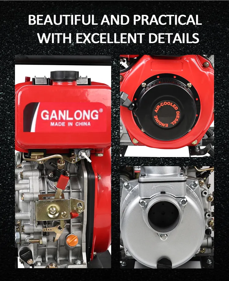 4 Inch 6 Inch 5HP Portable Diesel Engine Water Pump Set, 10 HP Farm Agricultural Irrigation Movable Water Pump