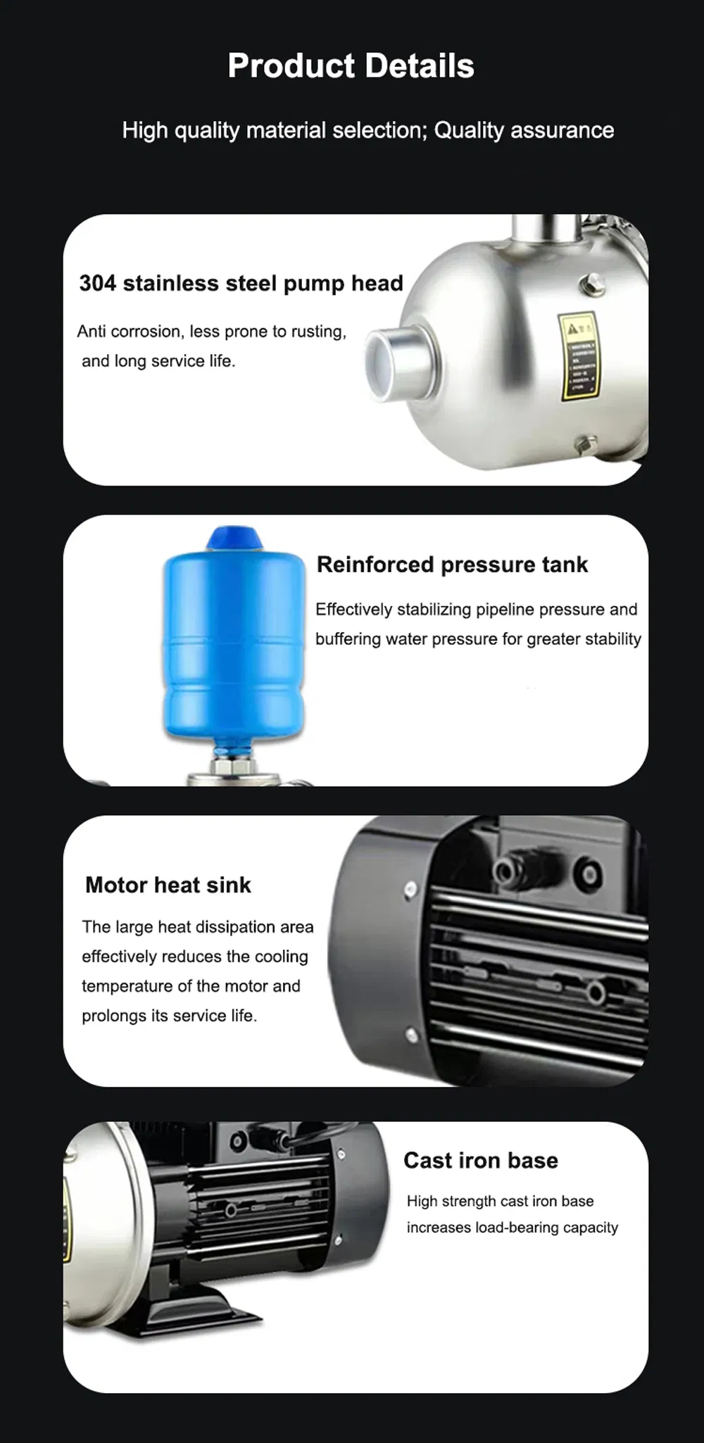 Stainless Steel Multi-Stage Centrifugal Pump Chm Household Variable Frequency Constant Pressure Booster Pump Chl Intelligent Automatic Industrial Booster Pump