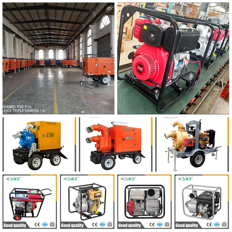 High Suction Flood Control Irrigation Diesel Engine Centrifugal Mobile Trailer Water Pump