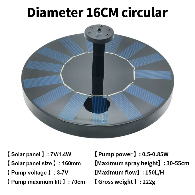 Outdoor Solar Fountain Pump Solar Powered Bird Bath Fountain Pump Floating Solar Fountain Panel Bird Bath Fountain Solar Water Fountain for Garden Fish Tank
