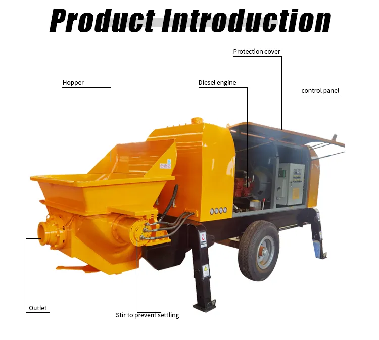 Portable Construction Mobile Mini Conveying Pumping Diesel Electric Trailer Mounted Transfer Hydraulic Cement Concrete Mortar Spray Machine Truck Mixer Pump