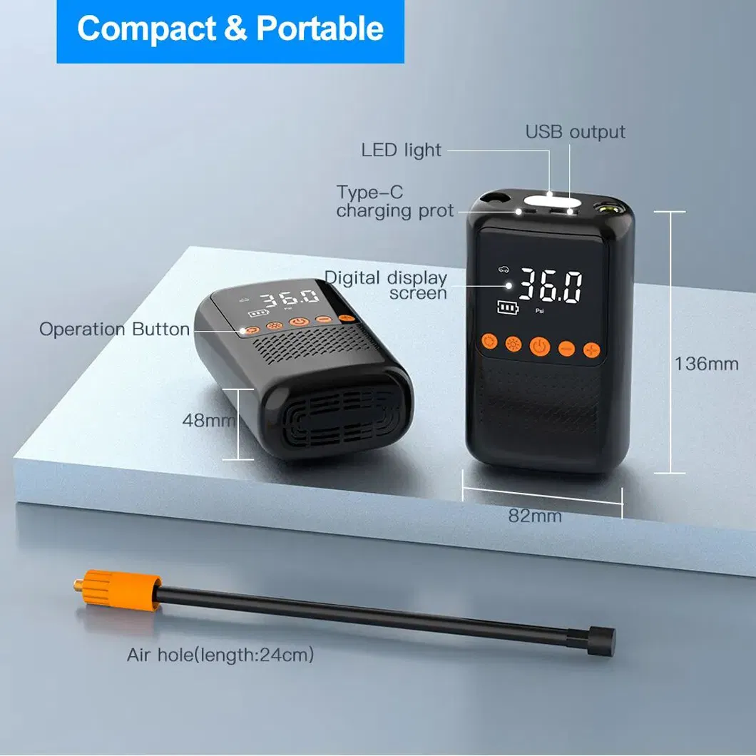 Rechargeable Portable 50W Tire Air Pump