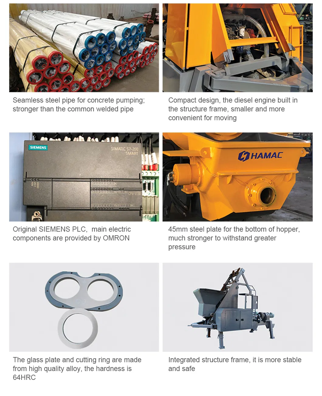 Hamac Hbt15 Portable Diesel Concrete Pump with Mixer for Sale