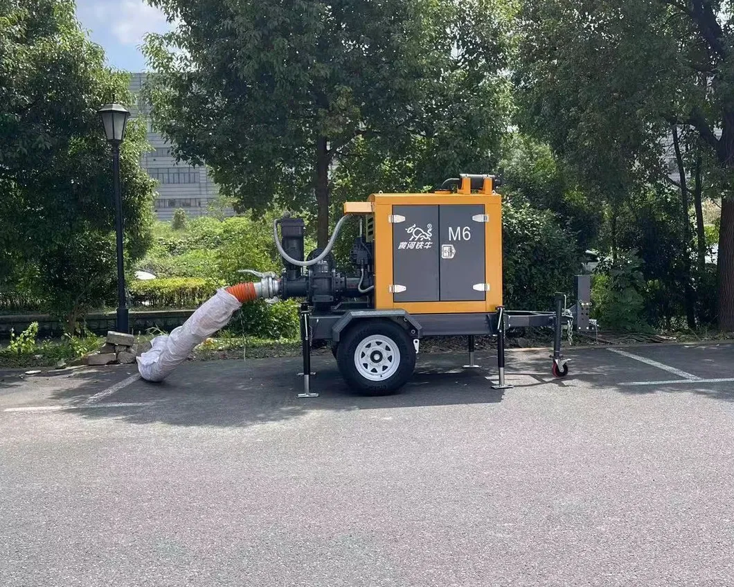 Portable Flood Prevention and Drainage Diesel Engine Self Suction Pump, Horizontal Large Displacement Drainage Pump