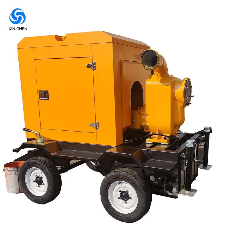 Factory Direct Sales 4 6 8 Inch Portable Mobile Farm Irrigation Diesel Engine Water Pump