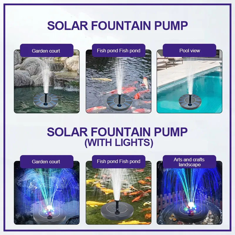 Outdoor Solar Fountain Pump Solar Powered Bird Bath Fountain Pump Floating Solar Fountain Panel Bird Bath Fountain Solar Water Fountain for Garden Fish Tank