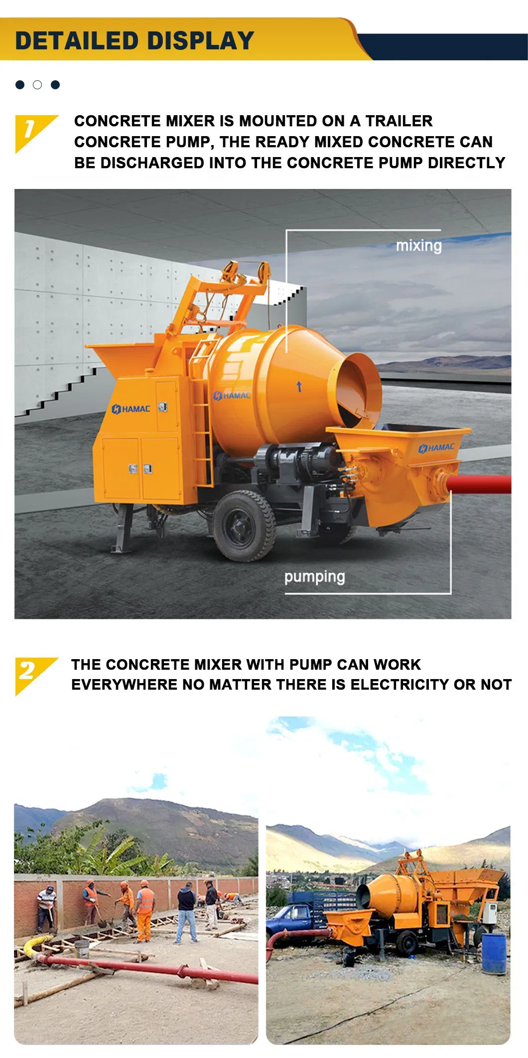 Hamac Hbt15 Portable Diesel Concrete Pump with Mixer for Sale