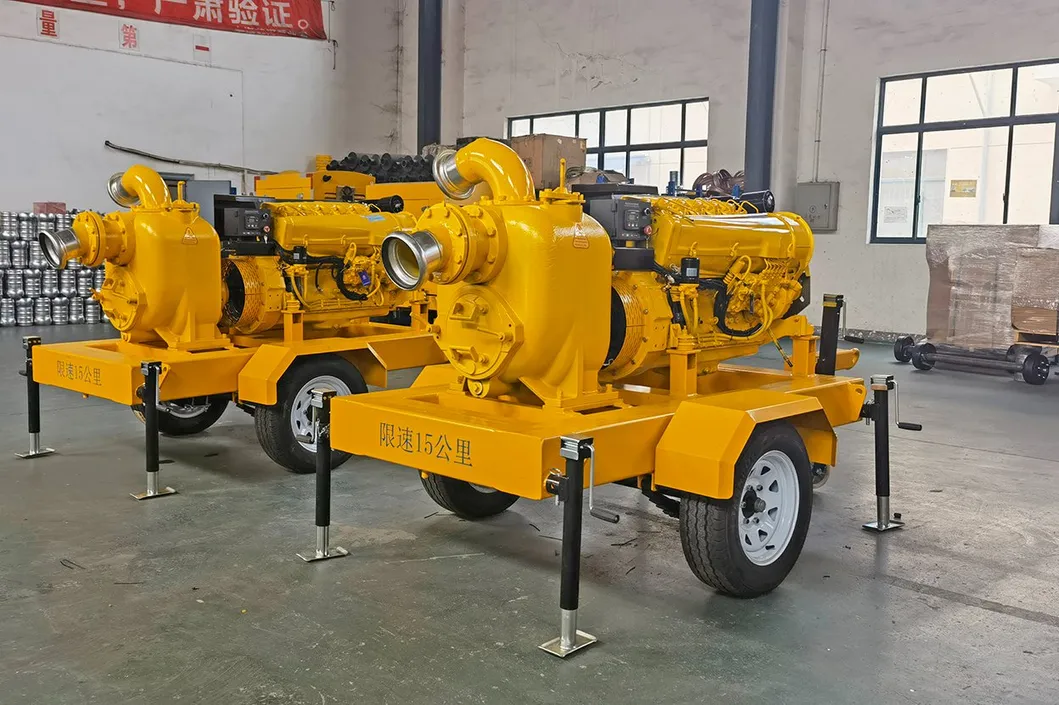 Portable Flood Prevention and Drainage Diesel Engine Self Suction Pump, Horizontal Large Displacement Drainage Pump