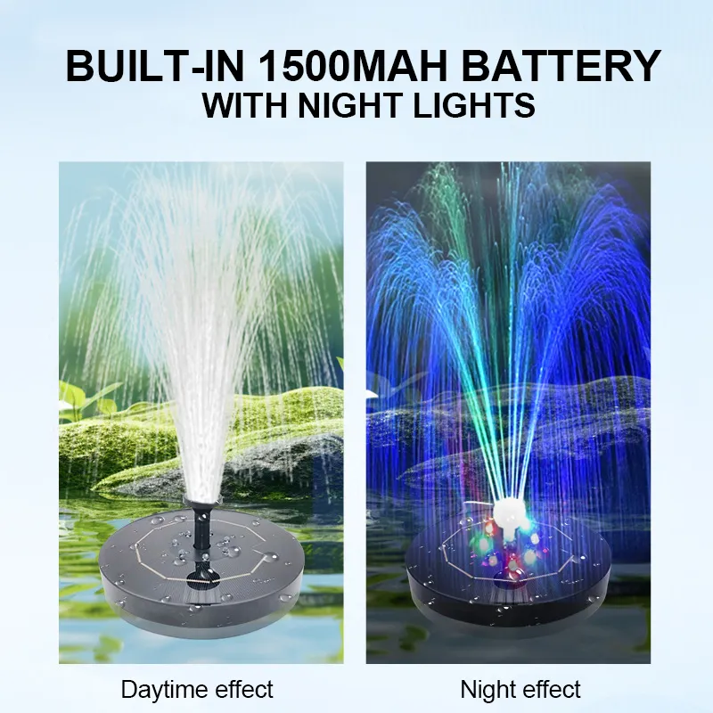 Outdoor Solar Fountain Pump Solar Powered Bird Bath Fountain Pump Floating Solar Fountain Panel Bird Bath Fountain Solar Water Fountain for Garden Fish Tank