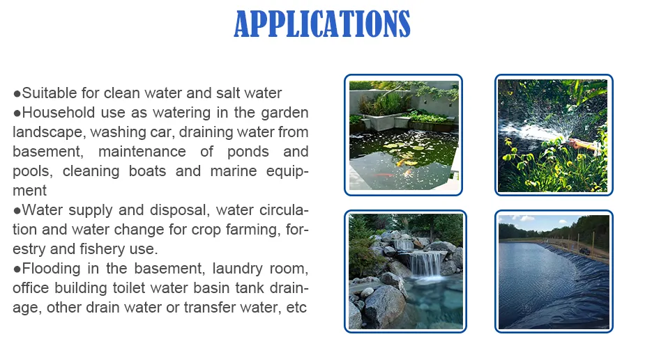 Domestic Household Small Portable Plastic Centrifugal Submersible Electric Water Drainage Pump with Float Switch for Garden Basement Tank Sump Pond Pool