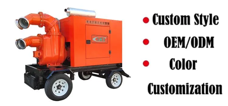 High Suction Flood Control Irrigation Diesel Engine Centrifugal Mobile Trailer Water Pump