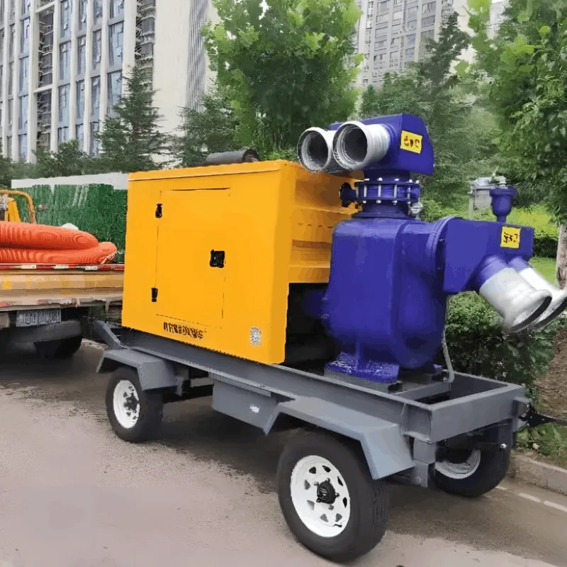 Heavy-Duty Mobile Diesel Trash Pump with 4 Durable Wheels