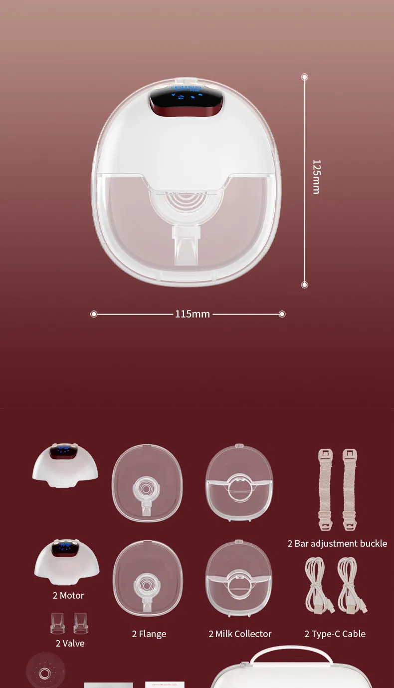New Wearable Electric Breast Pump, Integrated Lactation Aid for Mothers Storage in PU Bag Package Portable Breastmilk Extrator