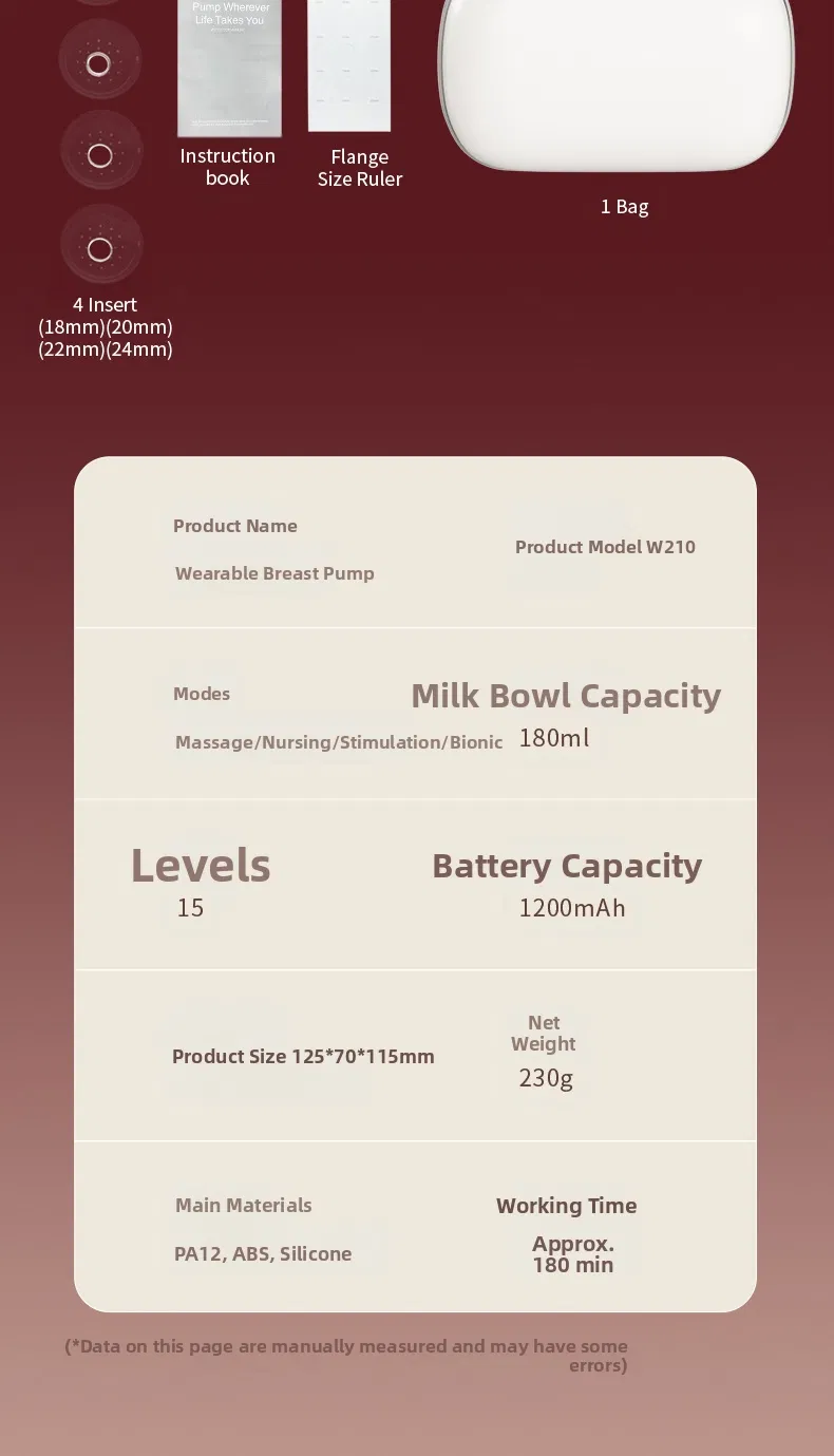 New Wearable Electric Breast Pump, Integrated Lactation Aid for Mothers Storage in PU Bag Package Portable Breastmilk Extrator