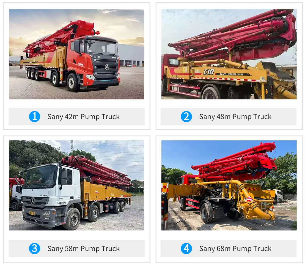 Sany Used Second Hand Small Mobile Truck Pipe Parts 65m 70m Boom Primer Price Concrete Pump for Sale