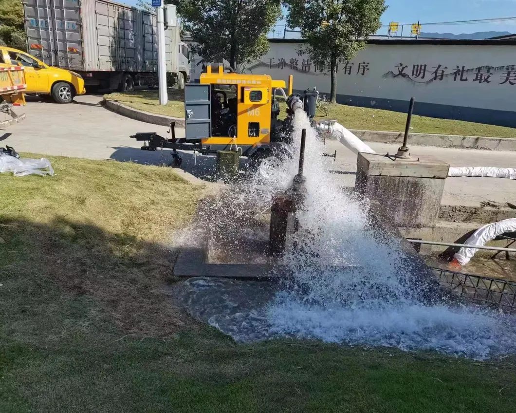 Portable Flood Prevention and Drainage Diesel Engine Self Suction Pump, Horizontal Large Displacement Drainage Pump