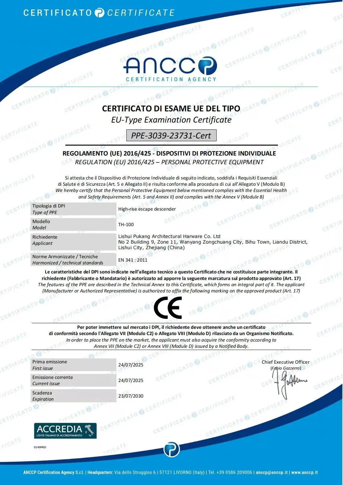 High-Rise Fire Rescue Equipment with Lifeline Rope