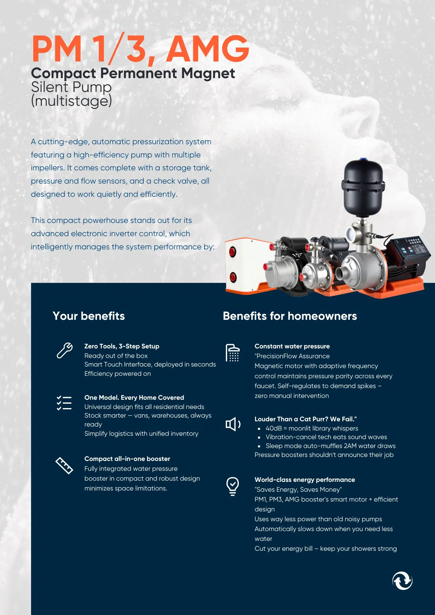 Eel Permanent Magenet Silent Booster Horizontal Pump Multistage Water Pump for High Rise Building