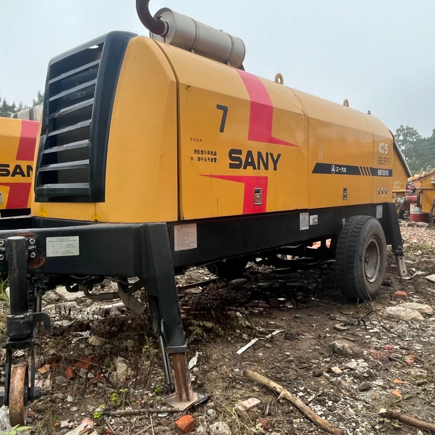 Used Sanny Diesel Trailer Conctrete Pump Hbt8018c-5 85m3/H Trailer Pump with Brand New Condition Small Concrete Pump Mini Concrete Pump Portable Concrete Pump