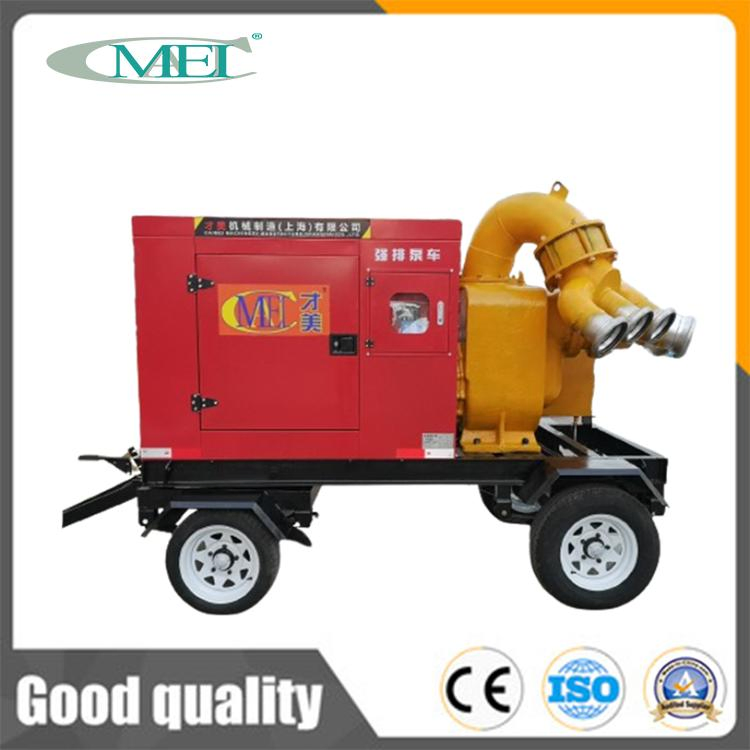 High Suction Flood Control Irrigation Diesel Engine Centrifugal Mobile Trailer Water Pump