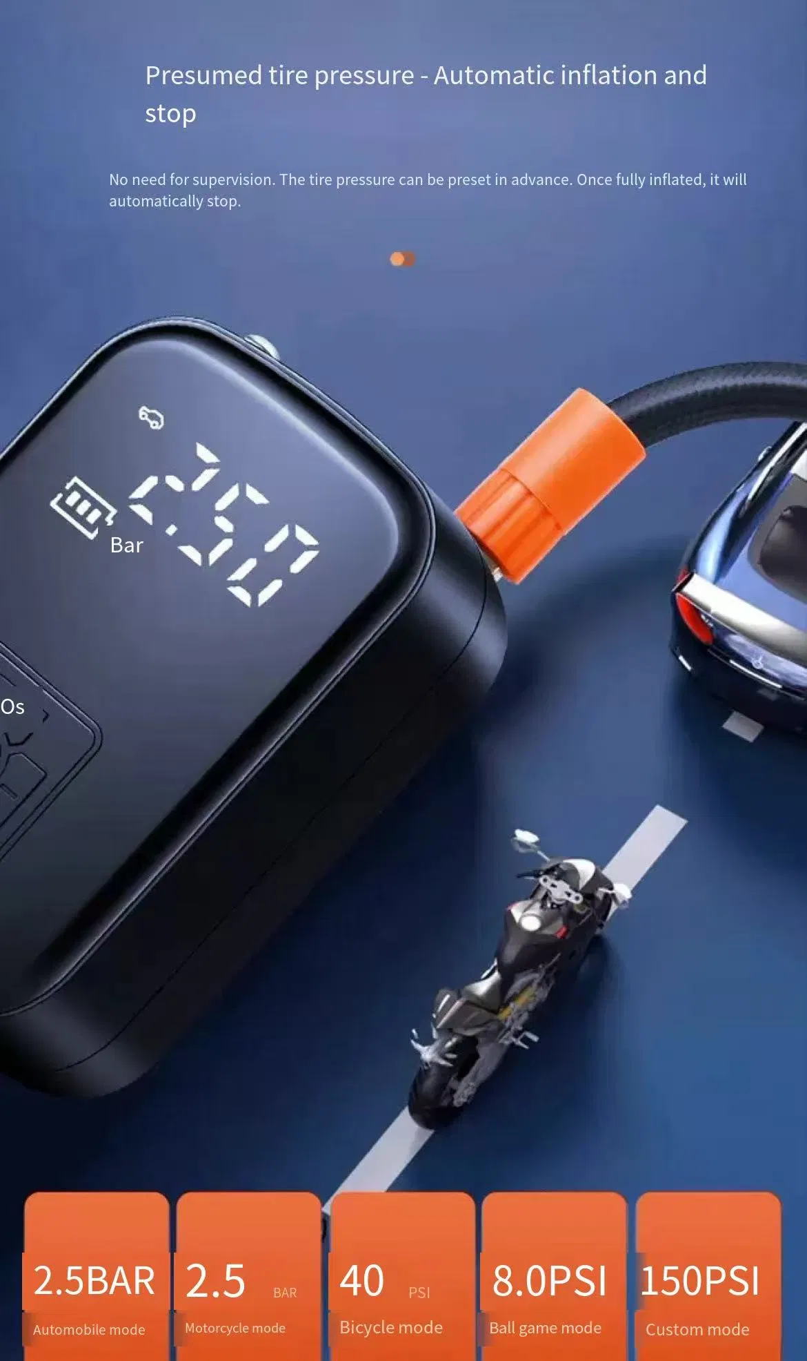 Car Air Pump Portable Electric Vehicle Small Wireless Digital Display Tire Outdoor Micro Mini Air Pump Tire Inflator