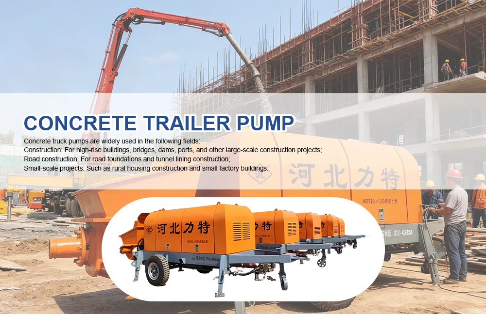Small Concrete Pump, 60 Cubic Meters/Hour, Stationary and Mobile Concrete Pumps for Construction / Portable Diesel Concrete Pumps for Sale.