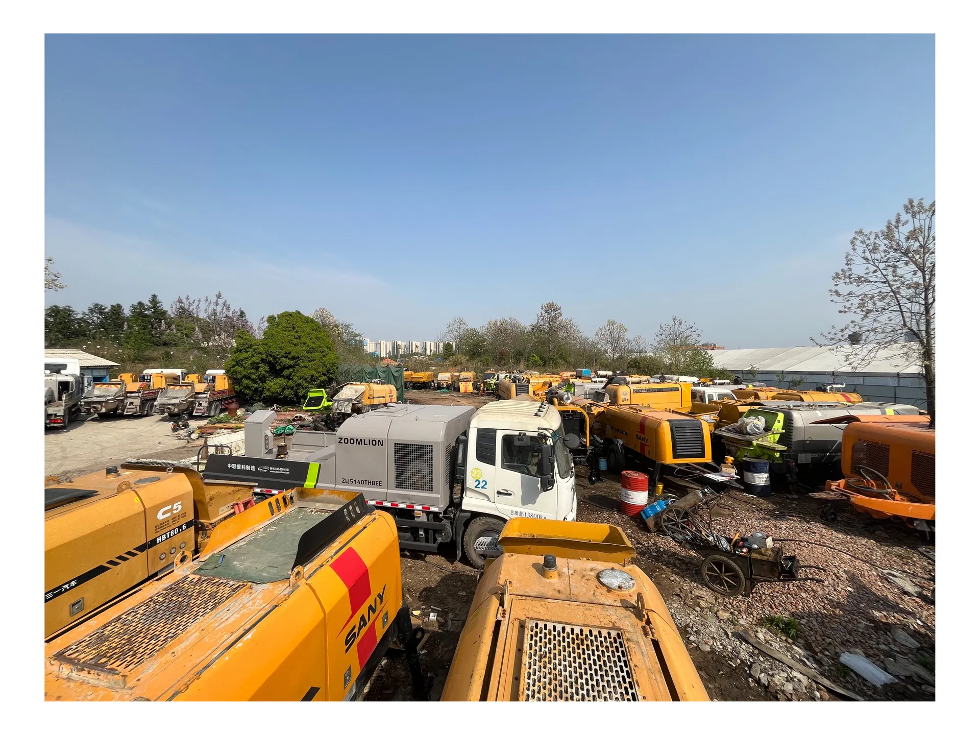 Used Sanny Diesel Trailer Conctrete Pump Hbt8018c-5 85m3/H Trailer Pump with Brand New Condition Small Concrete Pump Mini Concrete Pump Portable Concrete Pump