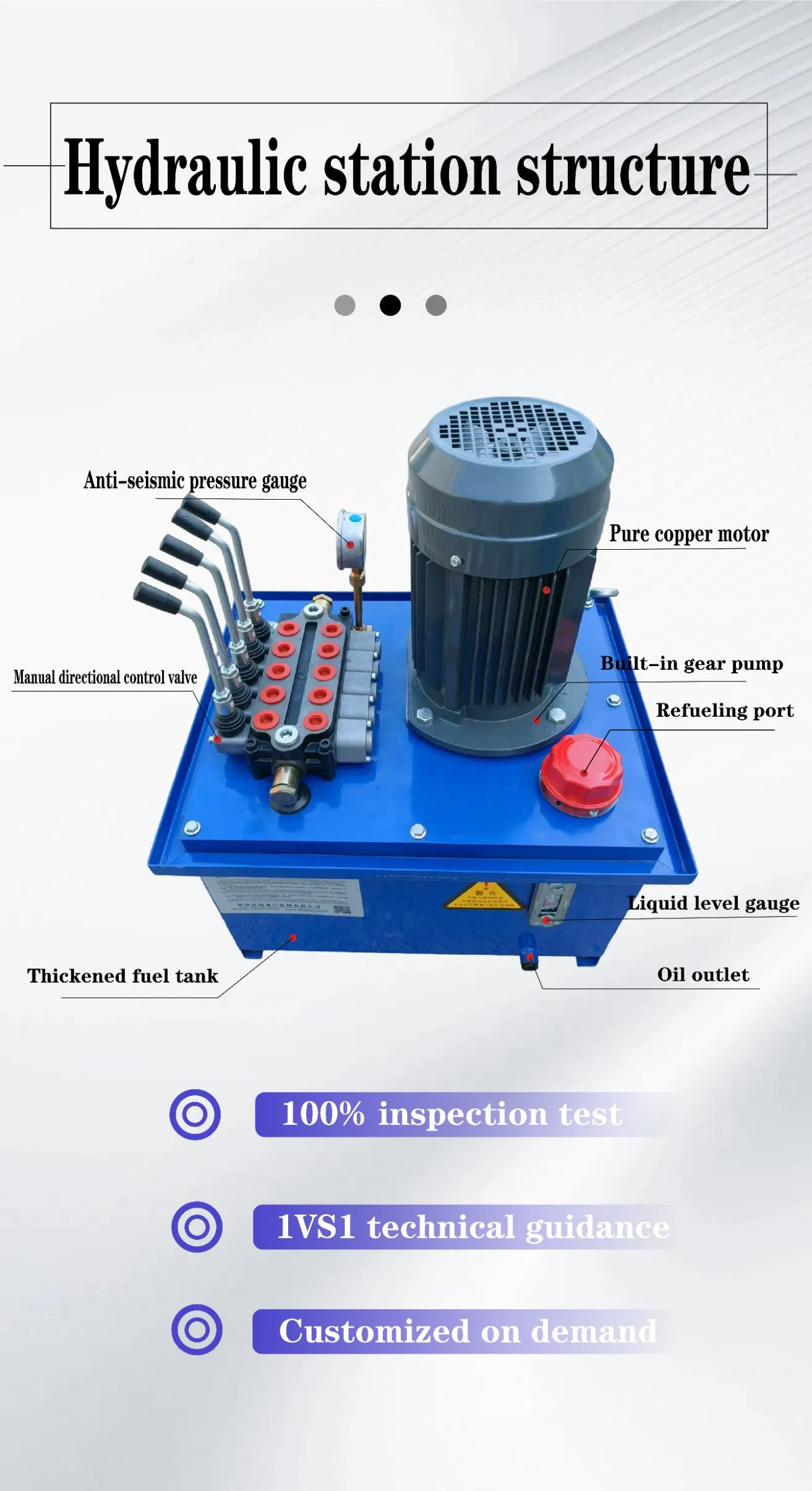 Custom Auto Manual Valve Mobile Hydraulic Station Oil Power Pump Hydraulic