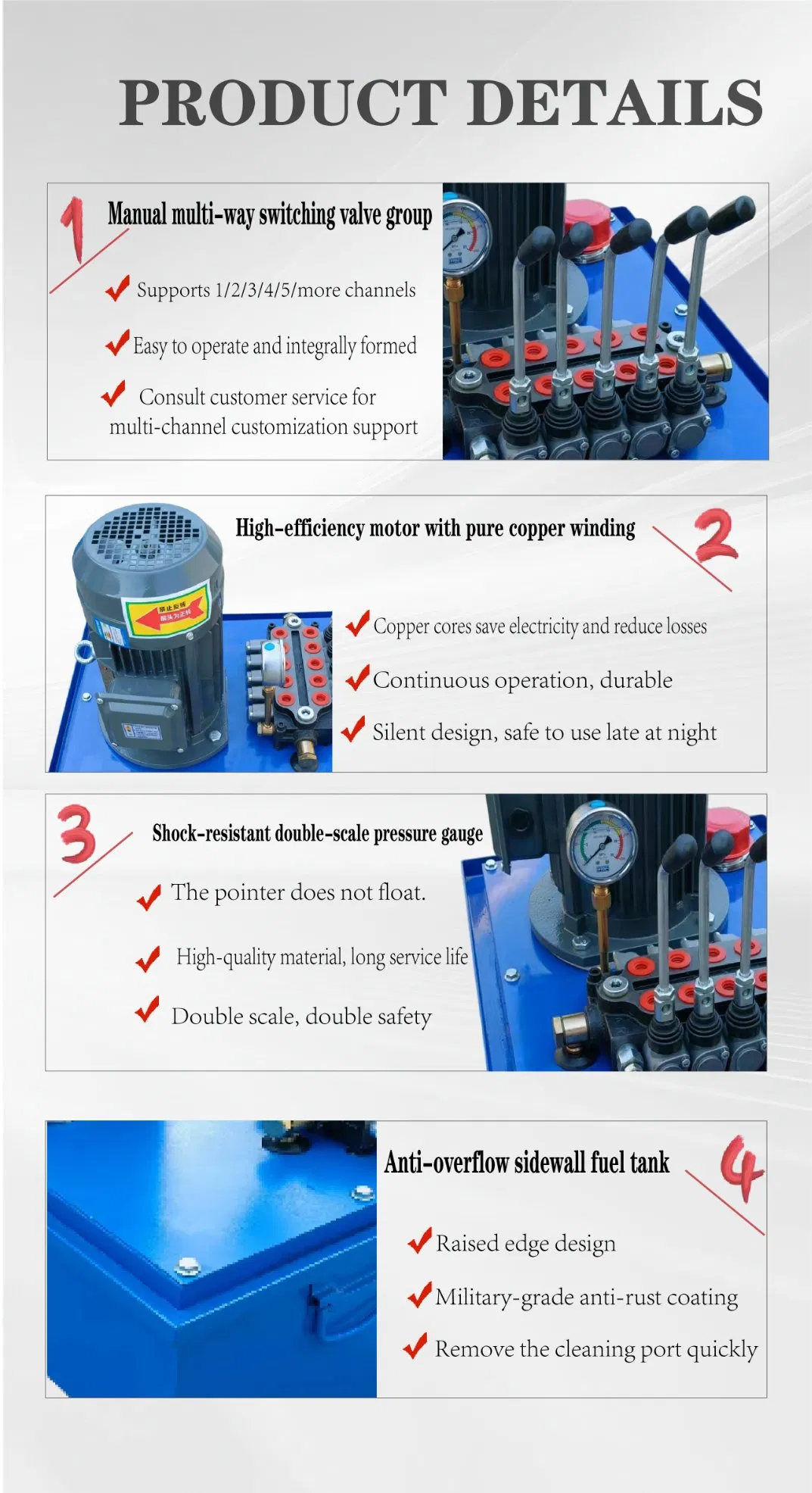 Custom Auto Manual Valve Mobile Hydraulic Station Oil Power Pump Hydraulic