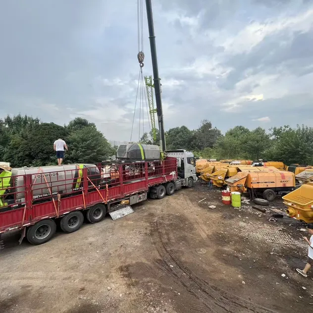 Used Sanny Diesel Trailer Conctrete Pump Hbt8018c-5 85m3/H Trailer Pump with Brand New Condition Small Concrete Pump Mini Concrete Pump Portable Concrete Pump