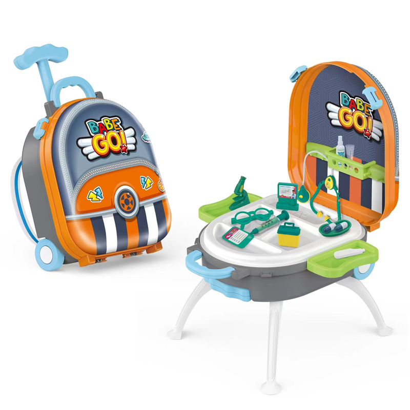 Wholesale Children Girls Plastic Makeup Set 4 in 1 Portable Trolley Case Beautiful Toys Pretend Play Toys