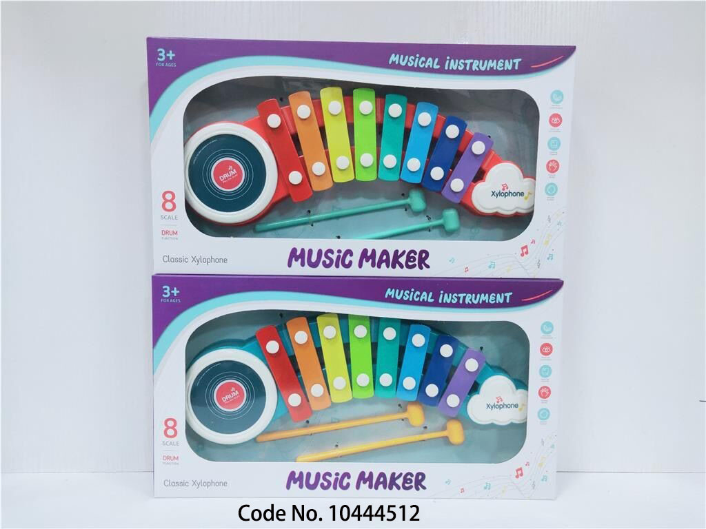 Baby Toy 2in1 Percussion Musical Instruments 8 Keys Metal Xylophone