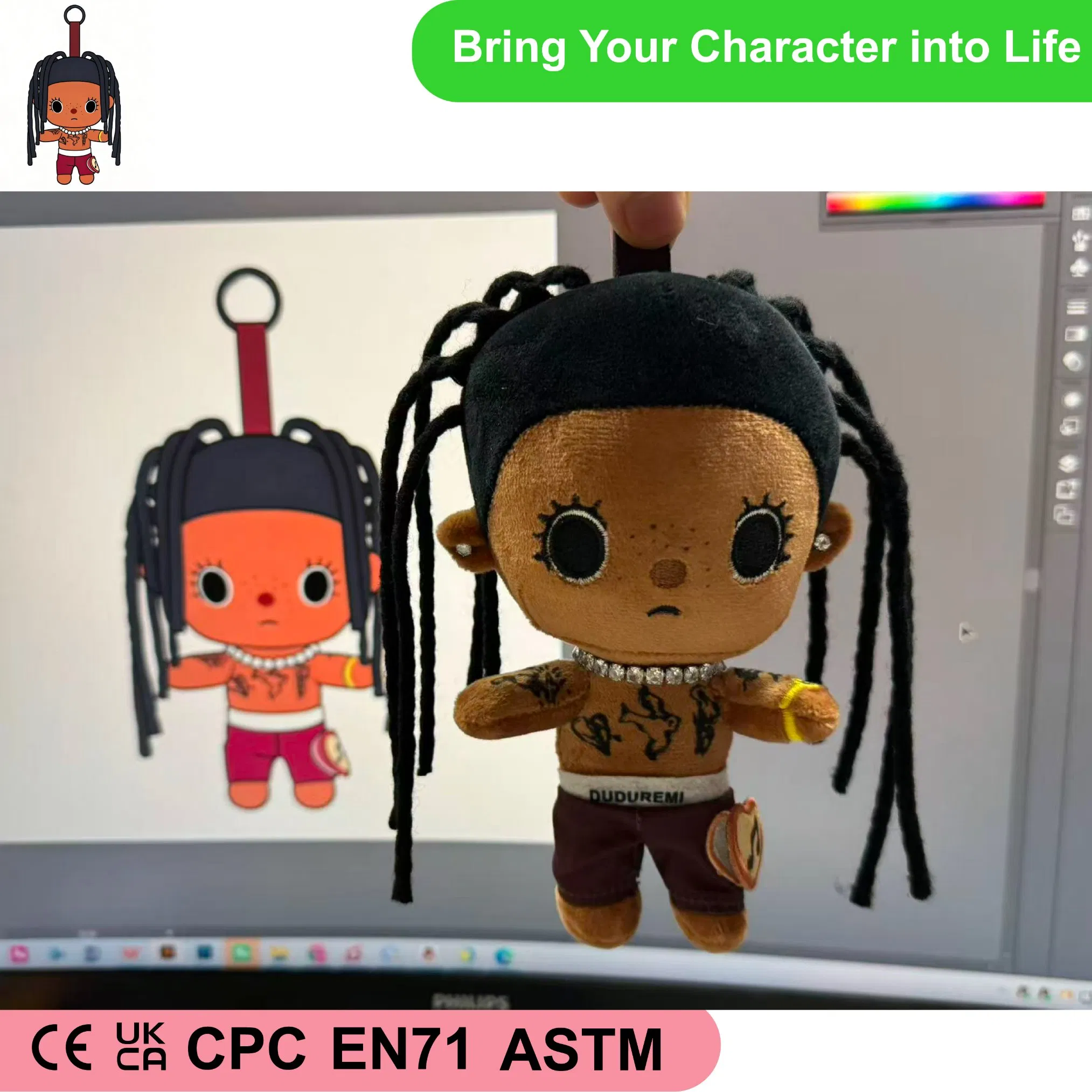 Boutique OEM Customized Stuffed Animal Plush Keychain Toy with NFC