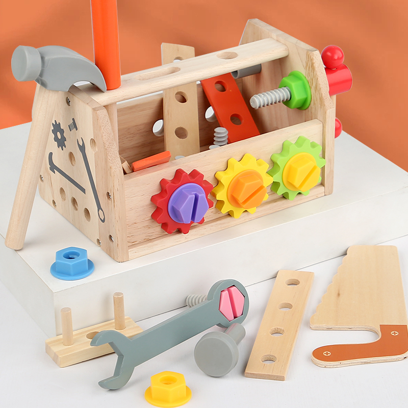 Wholesale Kids Wooden Toys Early Educational Wooden Play Pretend Toolbox Set Toys
