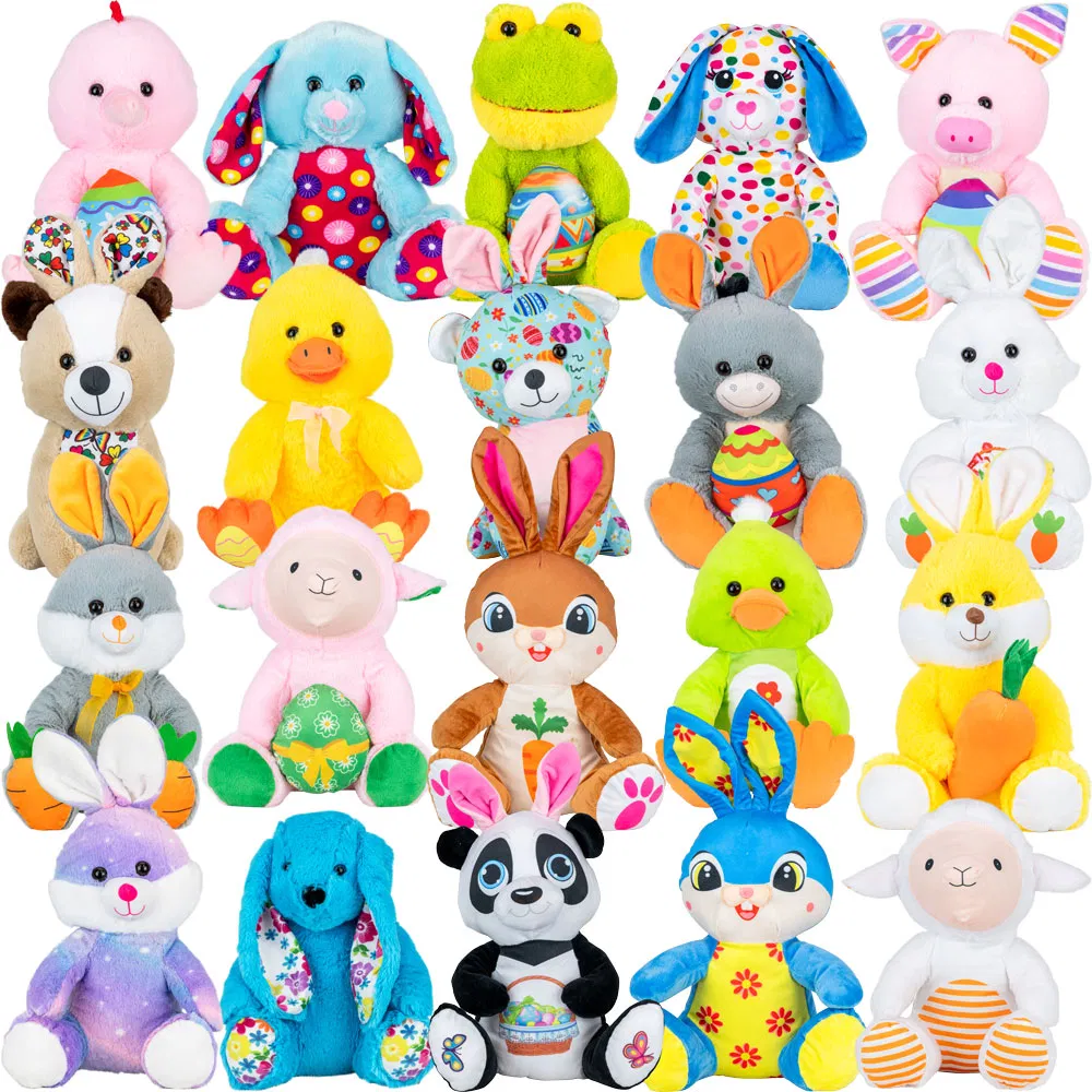 Plush Animals Toy Set Assortment Easter Christmas Bulk Stuffed Keychain Party Favors for Kids Small Animals Decorations Toys Carnival Prizes Birthday Goodie Bag