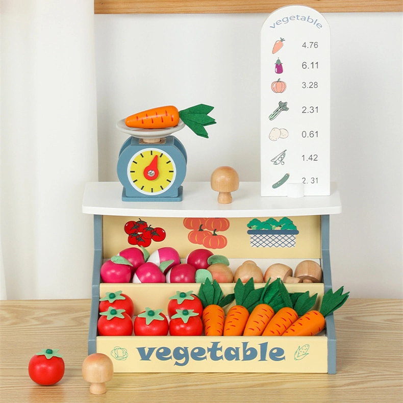 High Simulation Pretend Play Mini Vegetable Selling Store Wooden Toys