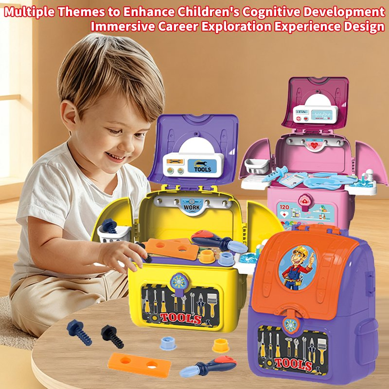 Mini Pretend Play Doctor Kitchen Interactive Makeup Dress up Beauty Girl Boy Animal Toy with Storage Bag