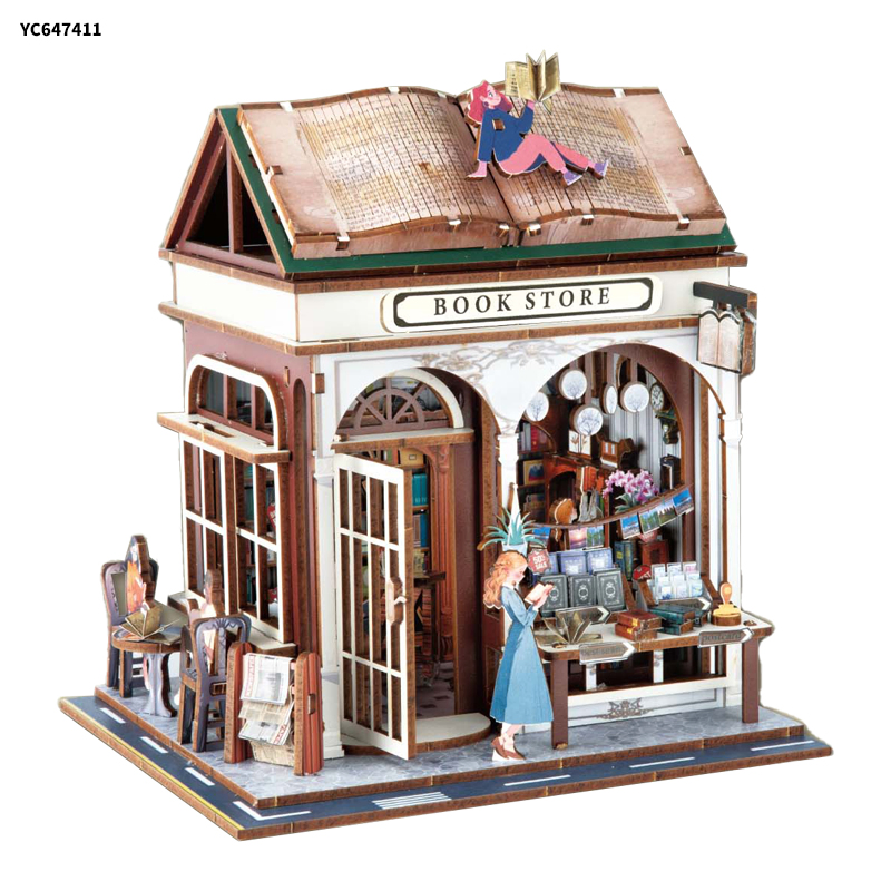 High Quality Wooden Mini DIY Simulation Assemble Disassemble Construction Brick Building Block Shop House Pretend Play Puzzle Toy