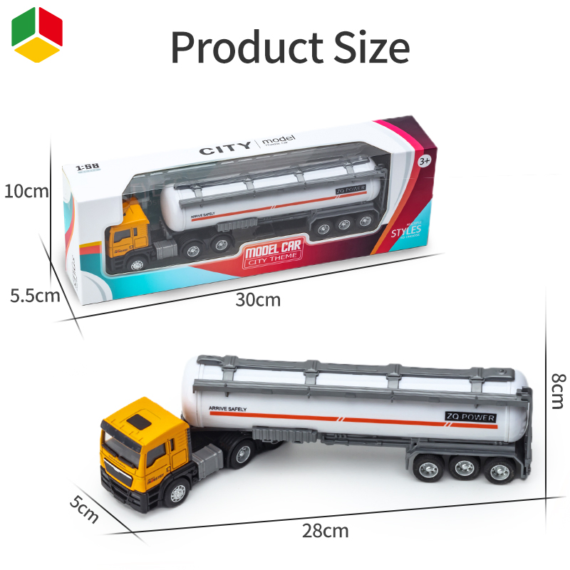 QS Wholesale Alloy Pull Back 1/58 Truck Trailers Metal Kids Toy Set Oil Tank Tractor Car Diecast Trucks Vehicle Car Toys