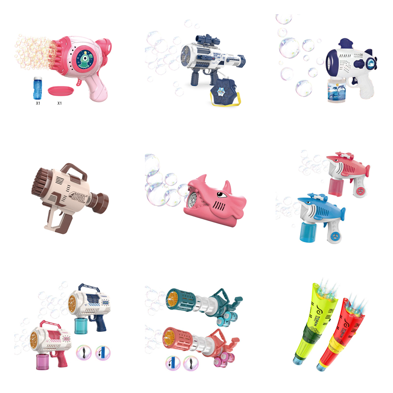Summer Outdoor Plastic Toys Light up Bubble Gun Bubble Machine Toy for Kid