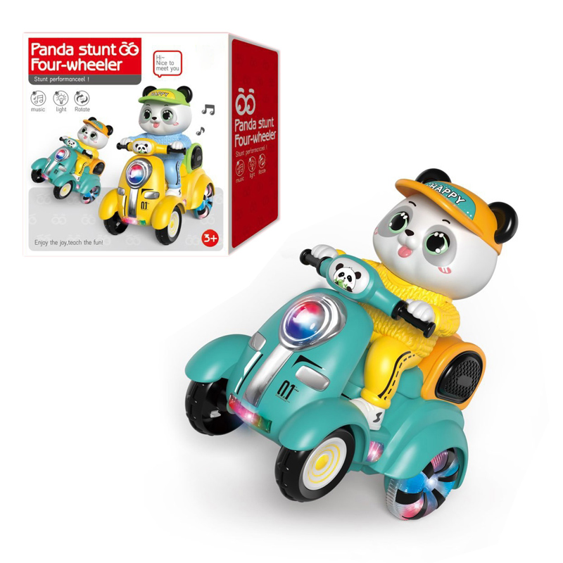 360 Degrees Rotation Kids Cute Cartoon Electric Panda Stunt Four-Wheeled Vehicle Toys with Lights &amp; Music