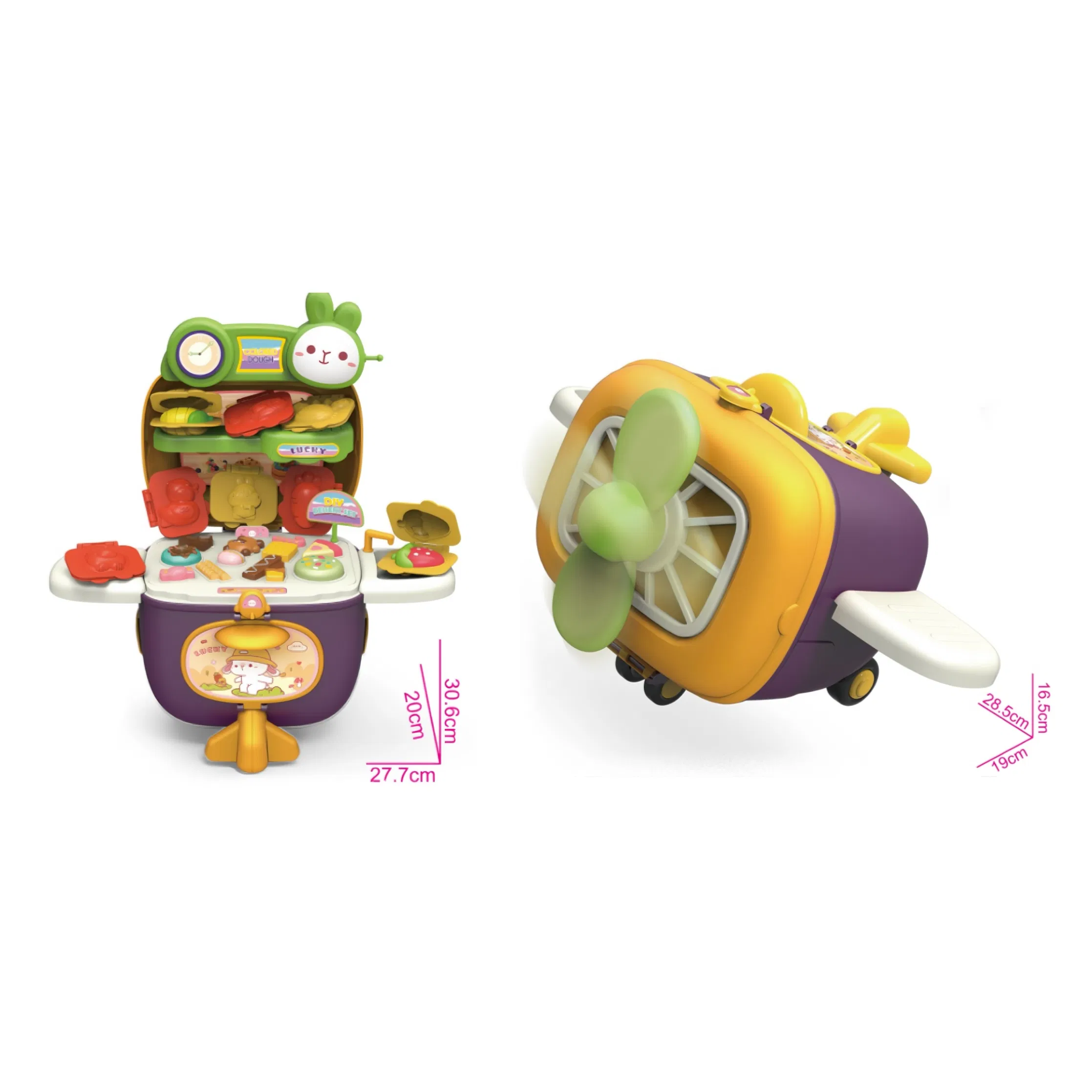 Xinbo New Design Pretend Play Kitchen Food Desserts Molds Play Dough Airplane Storage Case Cooking Set Toy for Kids