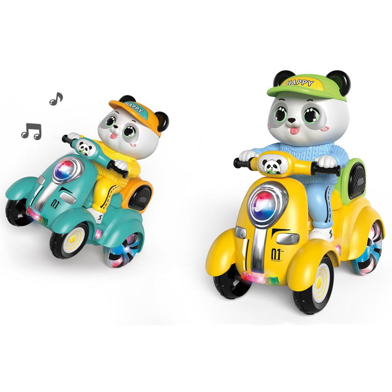 360 Degrees Rotation Kids Cute Cartoon Electric Panda Stunt Four-Wheeled Vehicle Toys with Lights &amp; Music