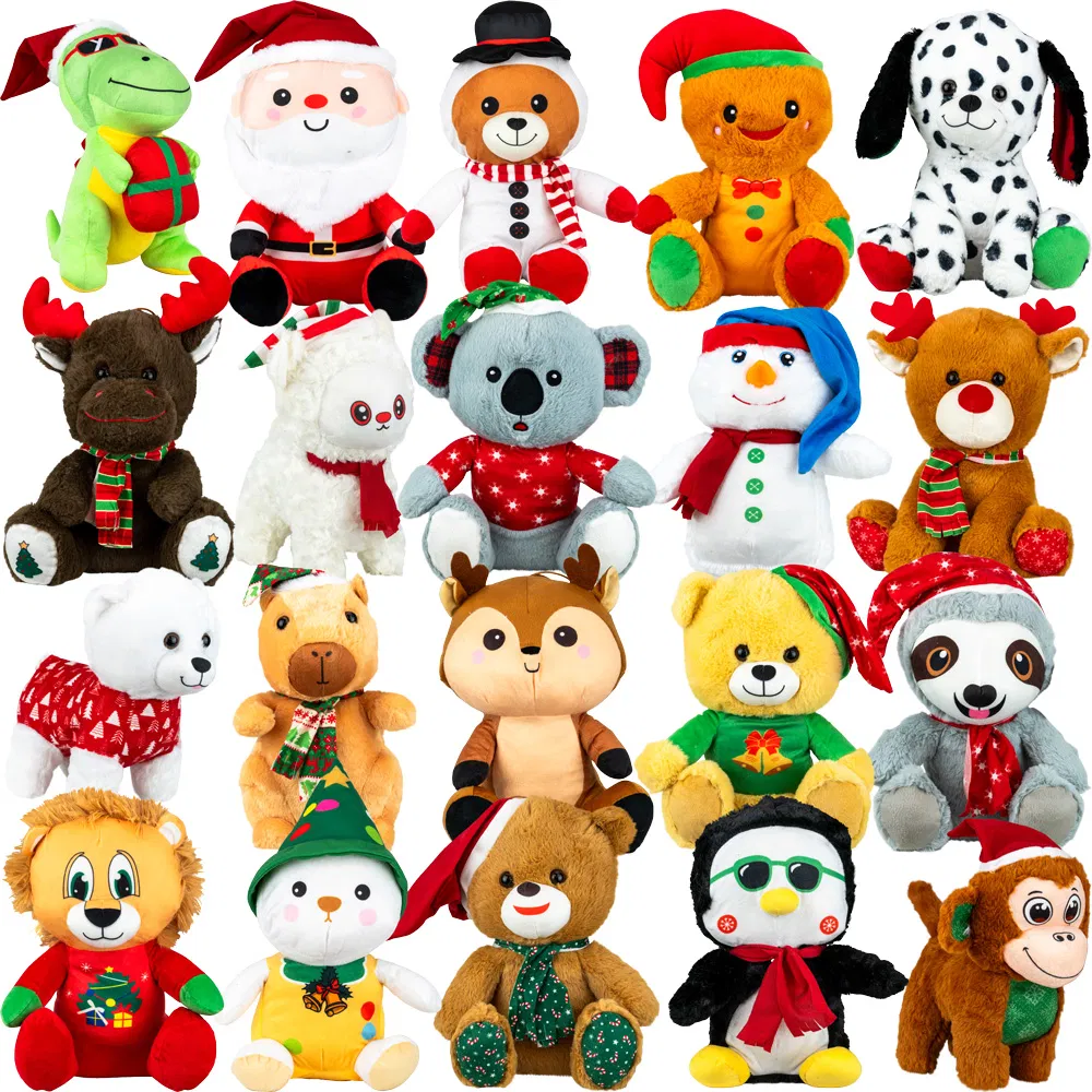 Plush Animals Toy Set Assortment Easter Christmas Bulk Stuffed Keychain Party Favors for Kids Small Animals Decorations Toys Carnival Prizes Birthday Goodie Bag