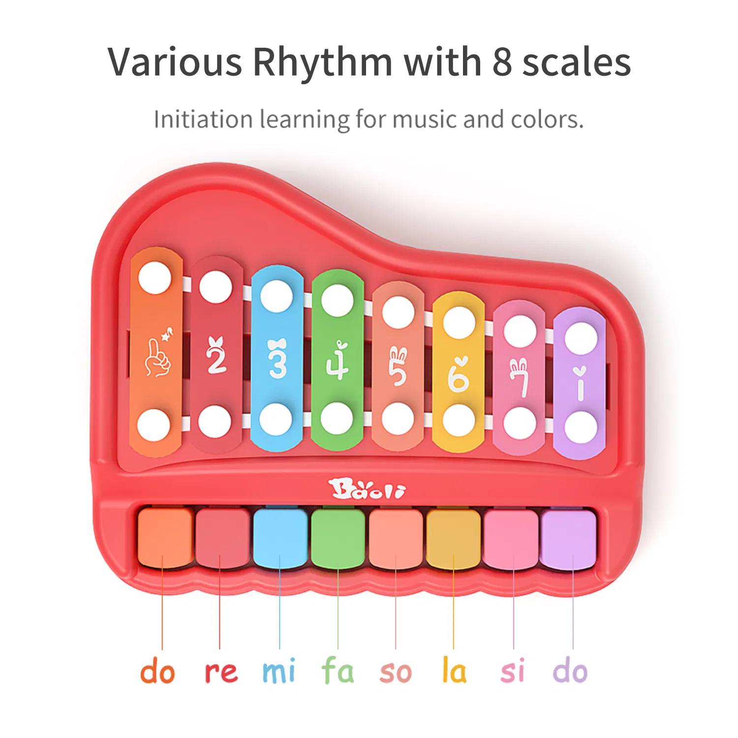 Baoli Hot Sales Xylophone Toy 2-in-1 Plastic Hand Percussion for Kids Musical Instrument Educational Toy
