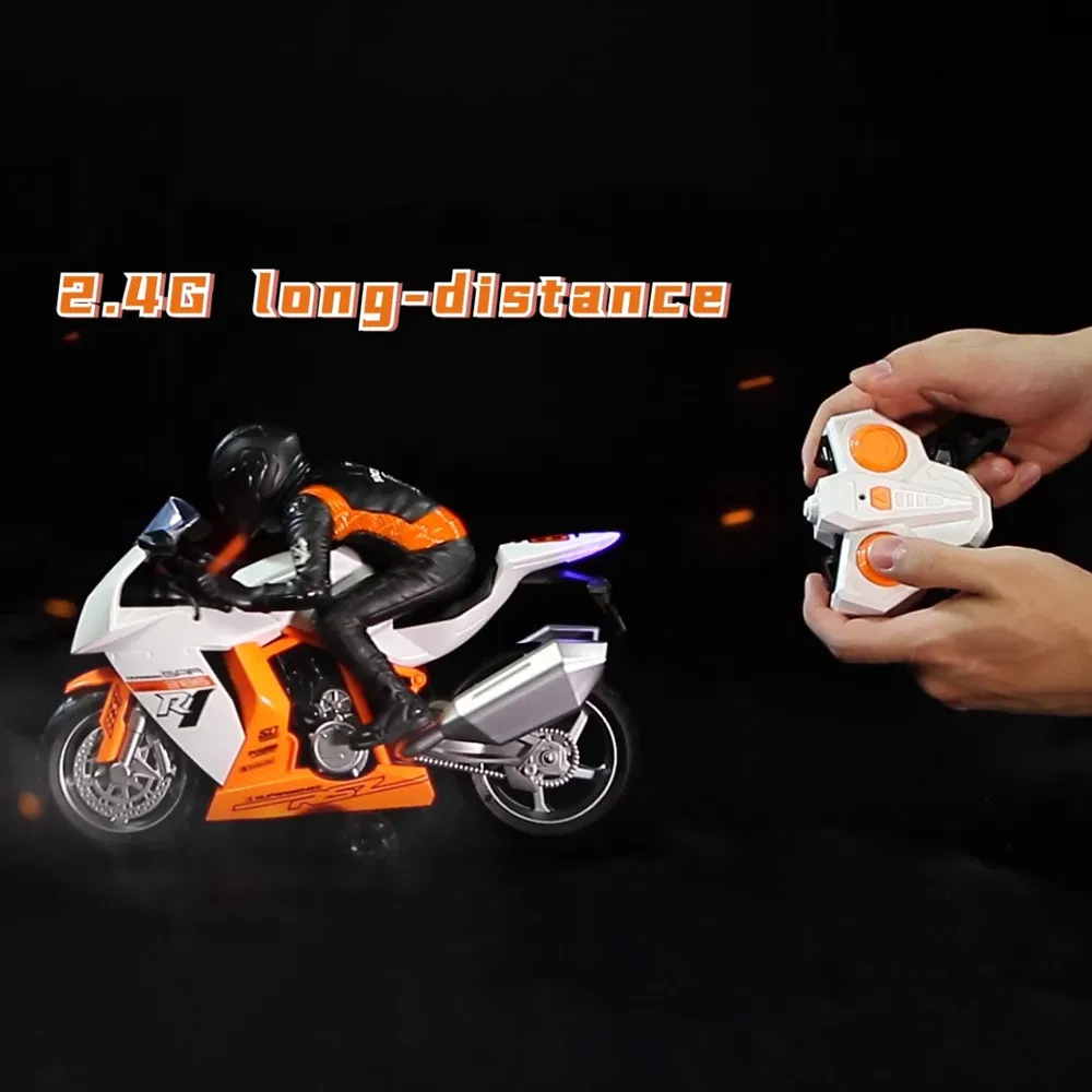 Wholesale 2.4GHz Remote Radio Control Electric Motorcycle Model RC Stunt Motorbike Juguete Vehicle Boy Children Gift Car Toy with Sound and Light