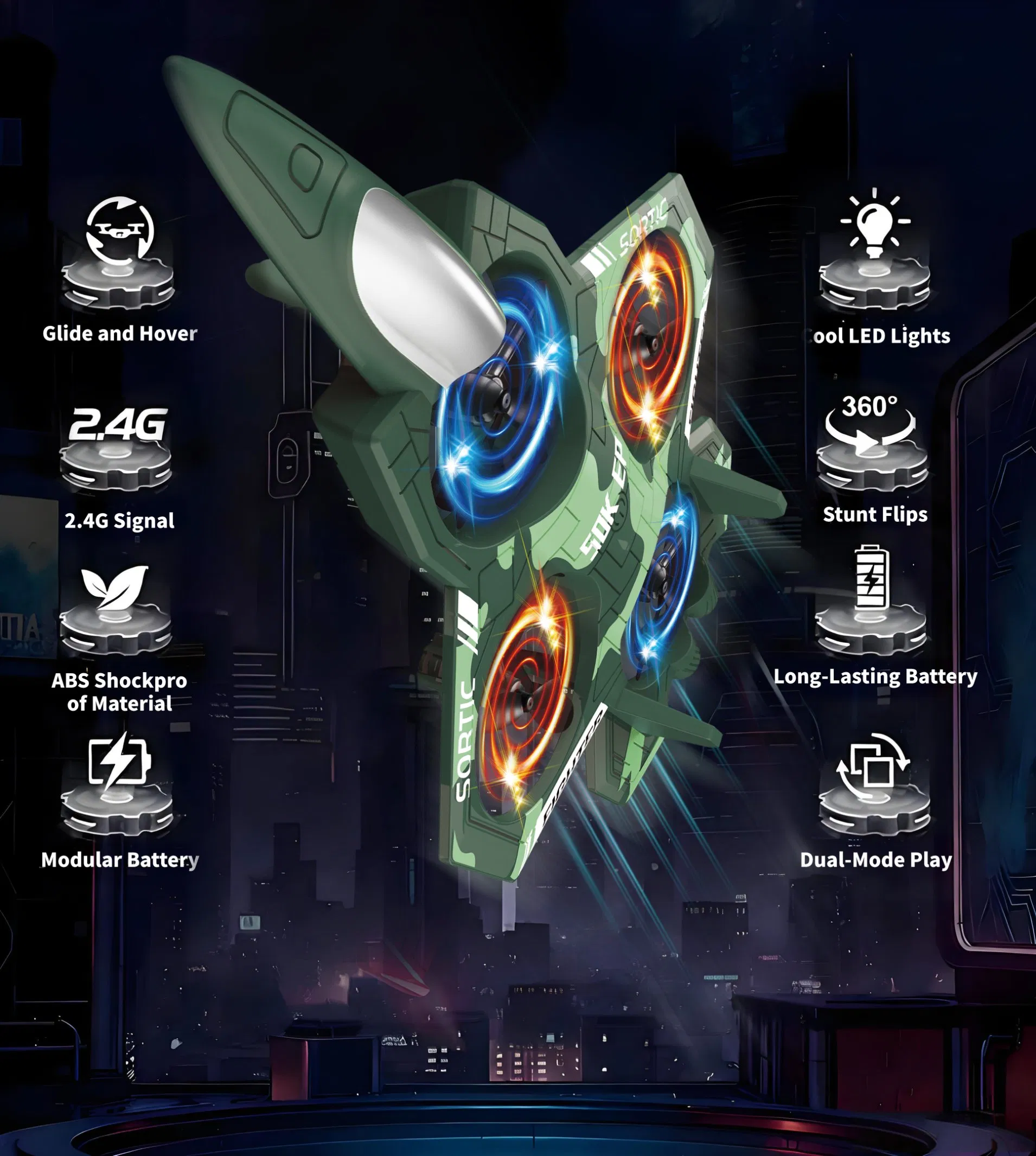 RC Toy Plane 2.4G Remote Control Foam Aircraft Toy Four Axis Stunt Tumbling Fighter Charger Batteries Electric Plane ABS Airplane Wholesale Toys Brinquedos Infa