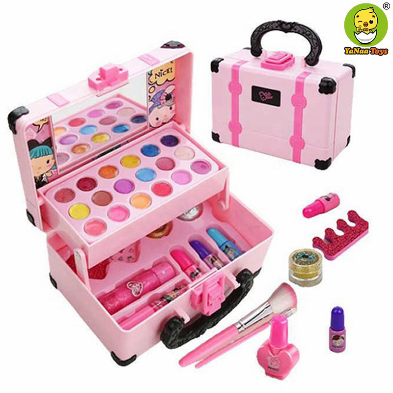 New Arrive Kids Toy Plastic Toy Pretend Play Mini Makeup Kit Set with Beauty Carry Case Toys