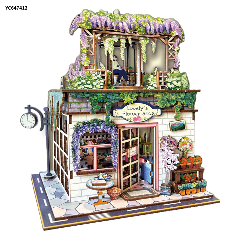 High Quality Wooden Mini DIY Simulation Assemble Disassemble Construction Brick Building Block Shop House Pretend Play Puzzle Toy