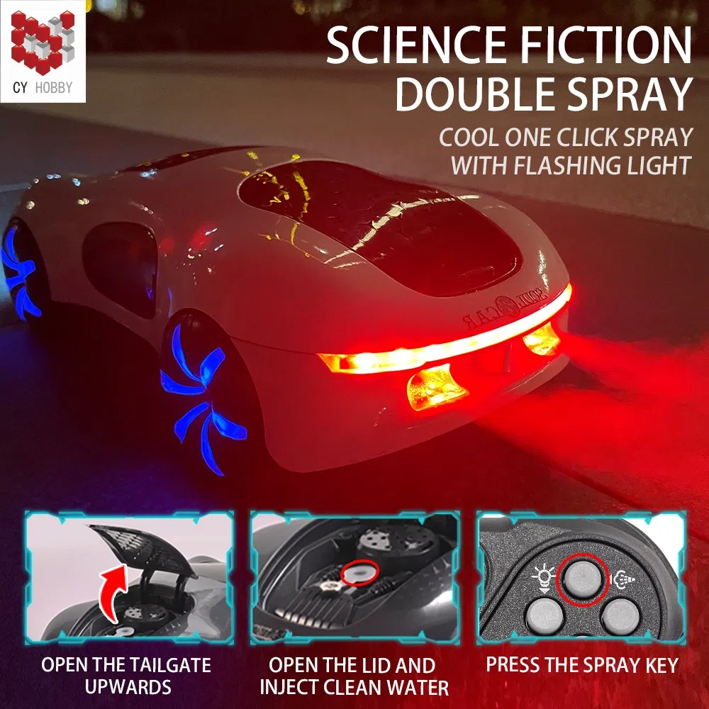 1/16 2.4G RC C Toy New Energy Stunt Car Toys with Spray Light Sound Control Watch Control Children Toy Electric Toy Remote Control Car Wholesale Toys Juguetes